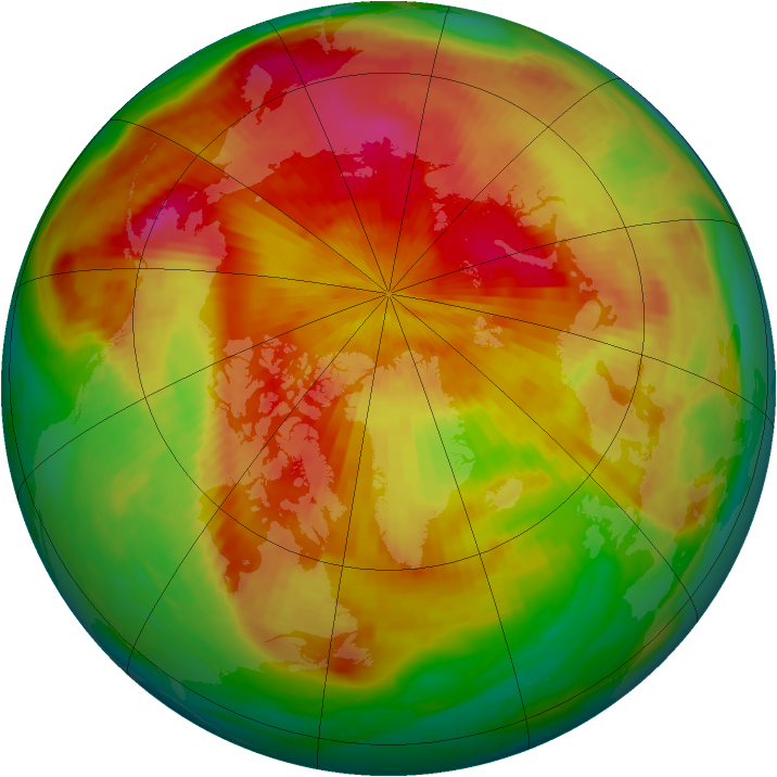 Arctic ozone map for 12 April 1985